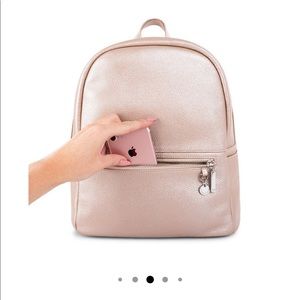 Celine Dion Rose Gold Convertible Backpack Purse